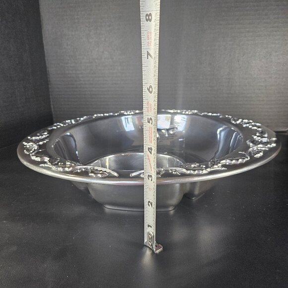 New Lenox Winter Theme Large Chip Dip Bowl Holly Berry Pattern Aluminum 14" - Picture 9 of 15